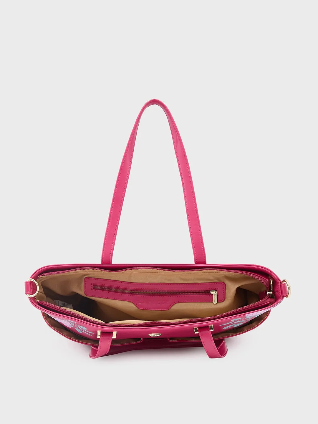 Caprese Shanaya Printed Medium Burgundy Tote Bag