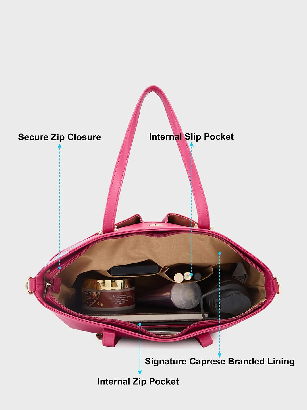 Caprese Shanaya Printed Medium Burgundy Tote Bag