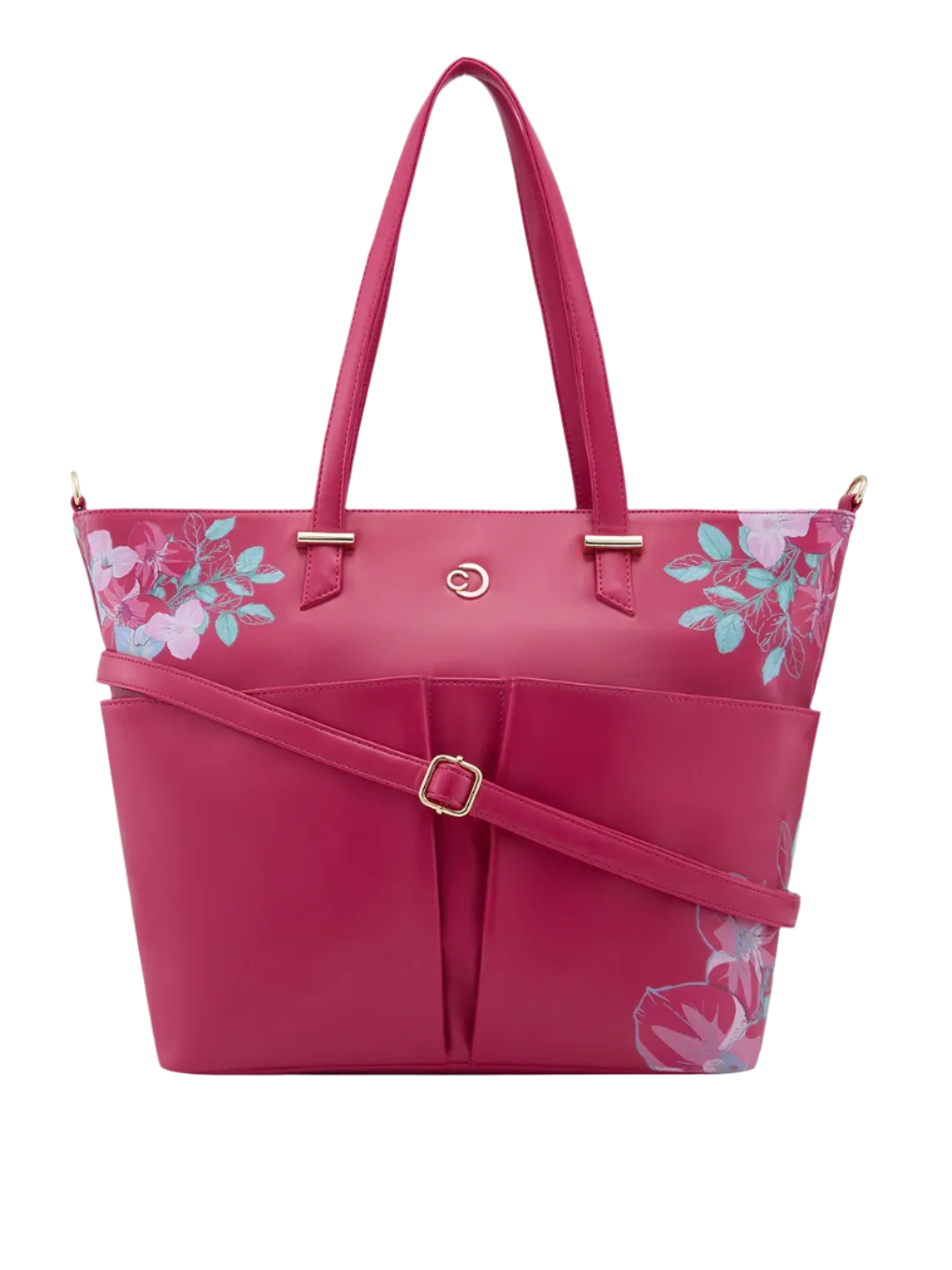 Caprese Shanaya Printed Medium Burgundy Tote Bag