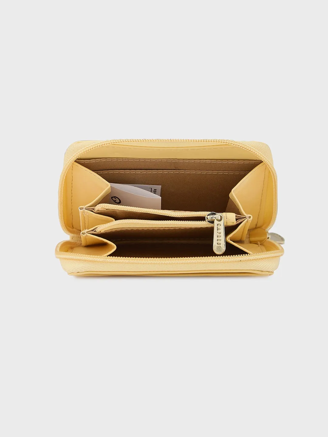 Caprese Shanaya Printed Small Yellow Zip Around Wallet