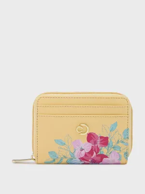 Caprese Shanaya Printed Small Yellow Zip Around Wallet