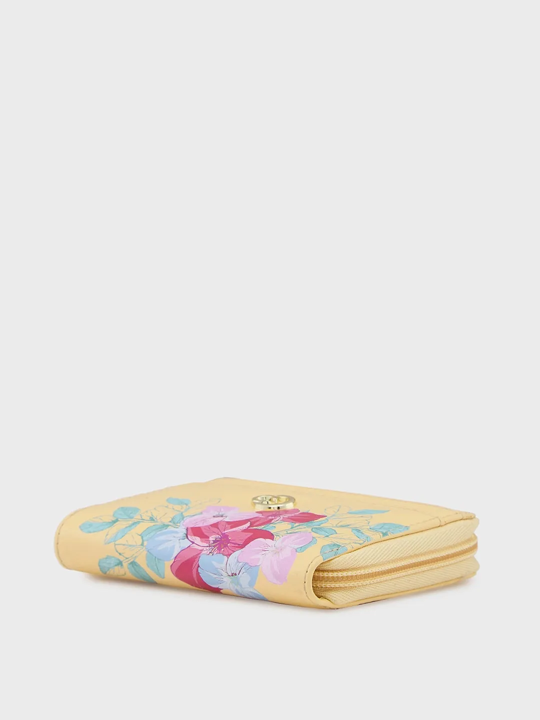 Caprese Shanaya Printed Small Yellow Zip Around Wallet