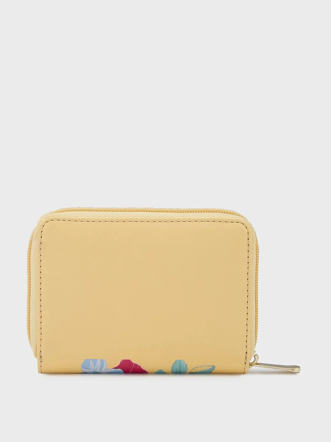 Caprese Shanaya Printed Small Yellow Zip Around Wallet