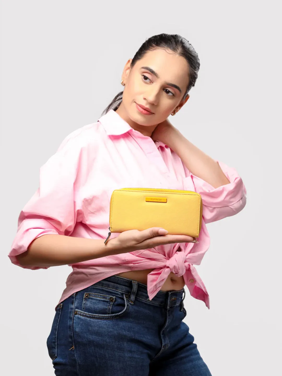Caprese Sophia Large Yellow Zip Around Wallet