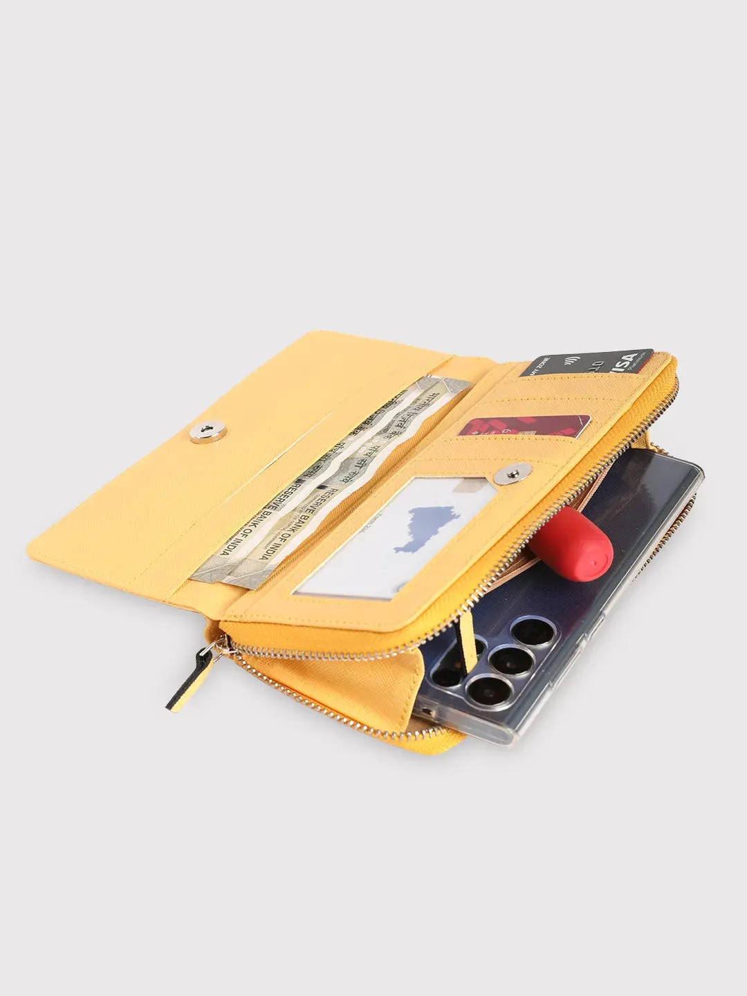 Caprese Sophia Large Yellow Zip Around Wallet