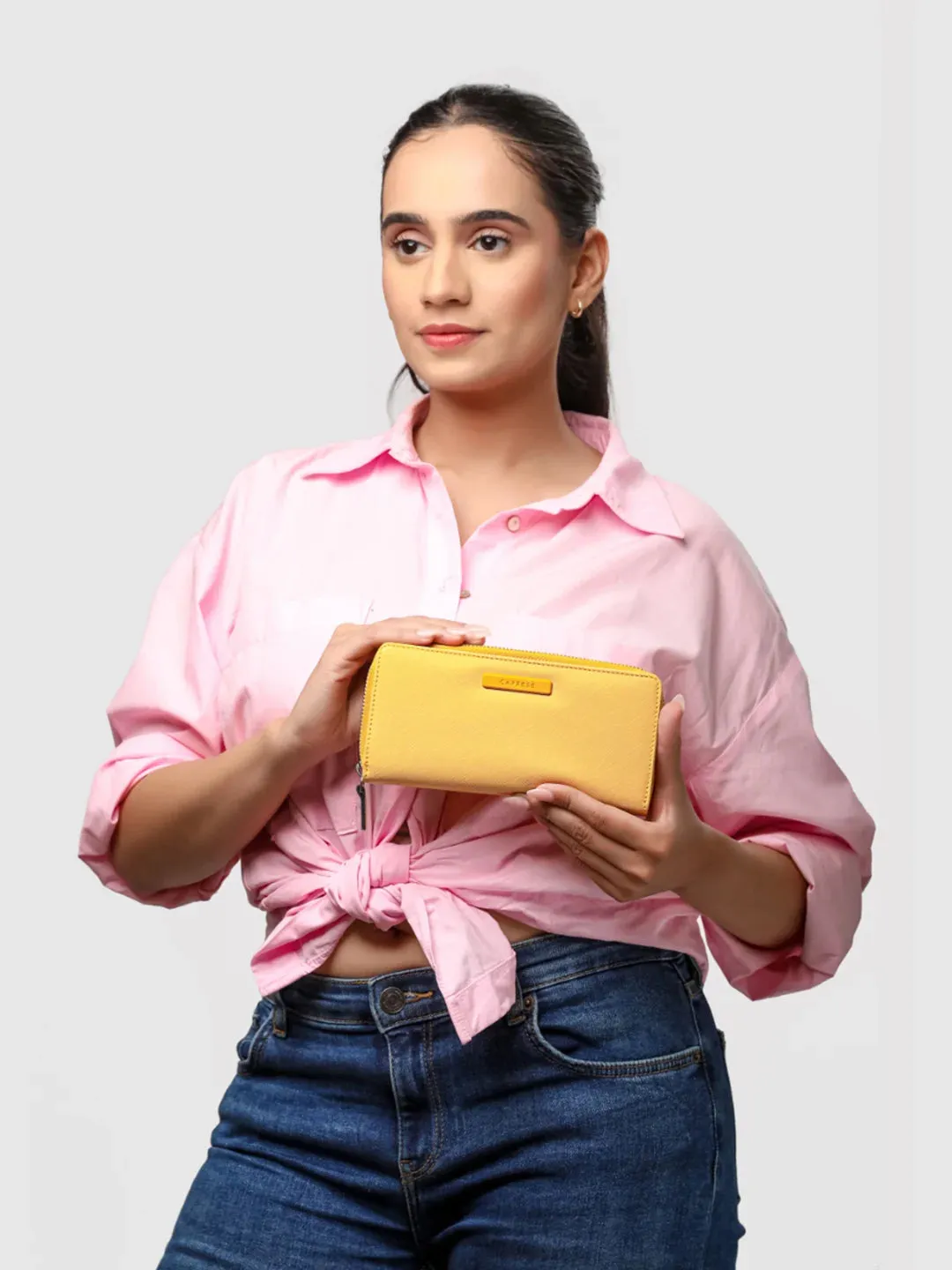 Caprese Sophia Large Yellow Zip Around Wallet