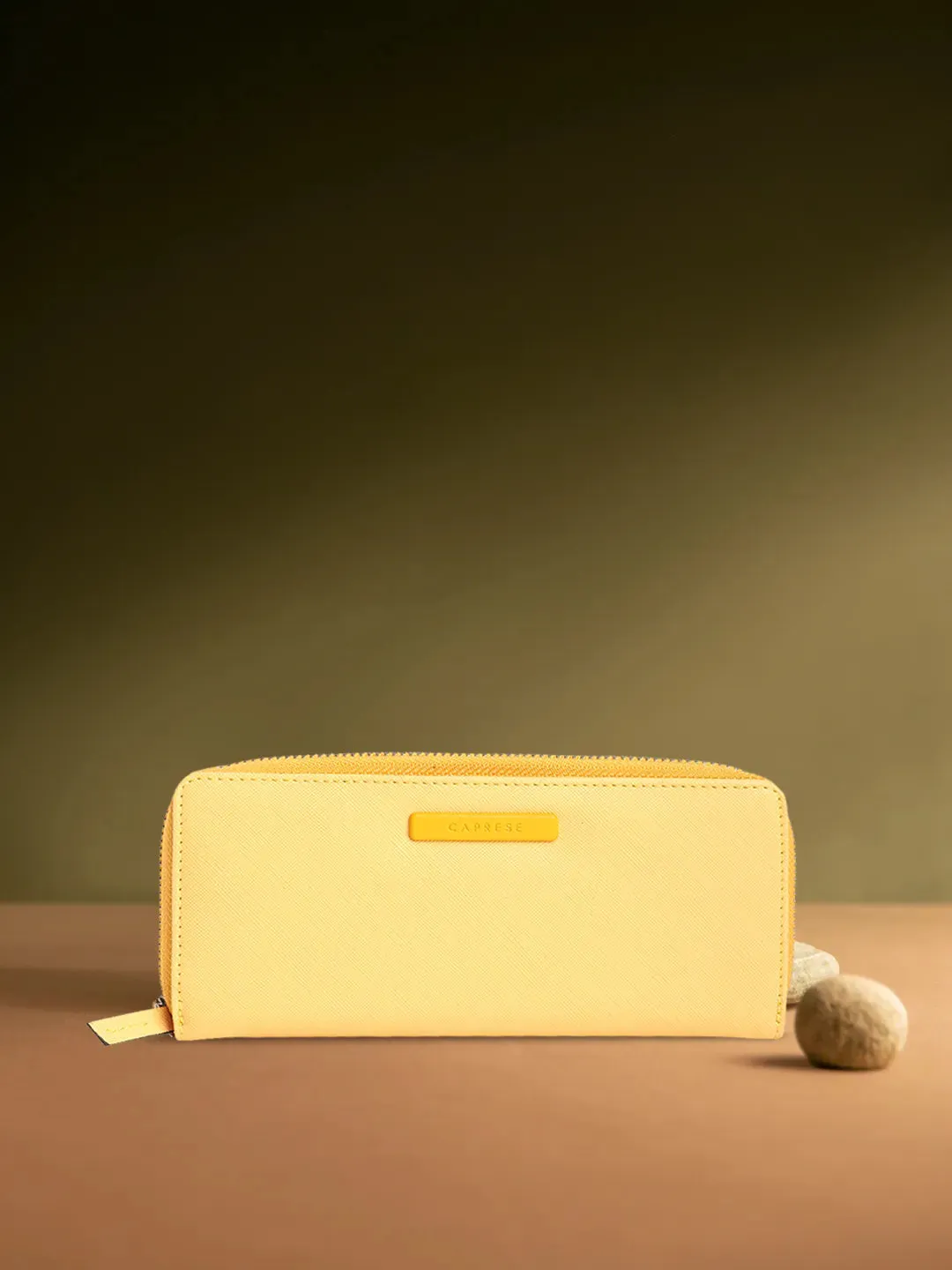 Caprese Sophia Large Yellow Zip Around Wallet
