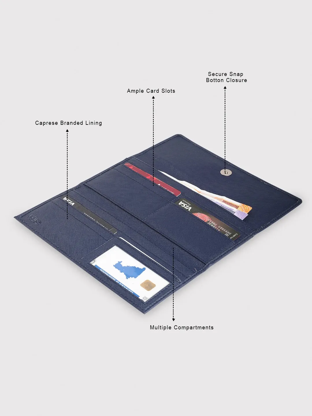 Caprese Sophia Medium Navy Flap Wallet