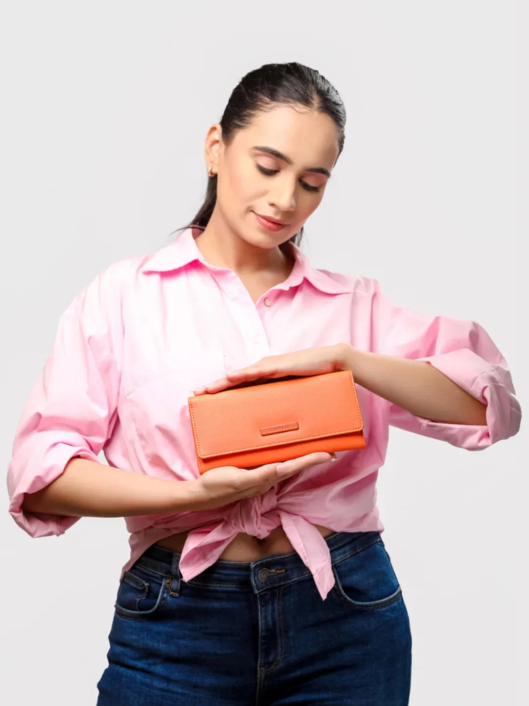 Caprese Sophia Medium Orange Flap Wallet