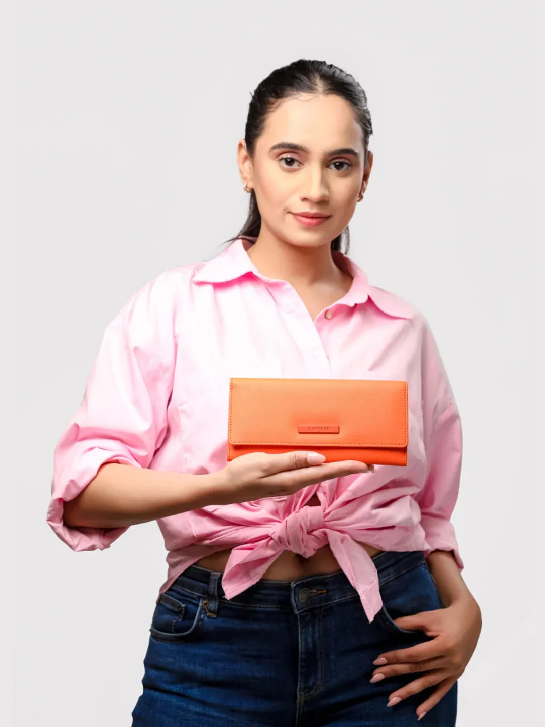Caprese Sophia Medium Orange Flap Wallet