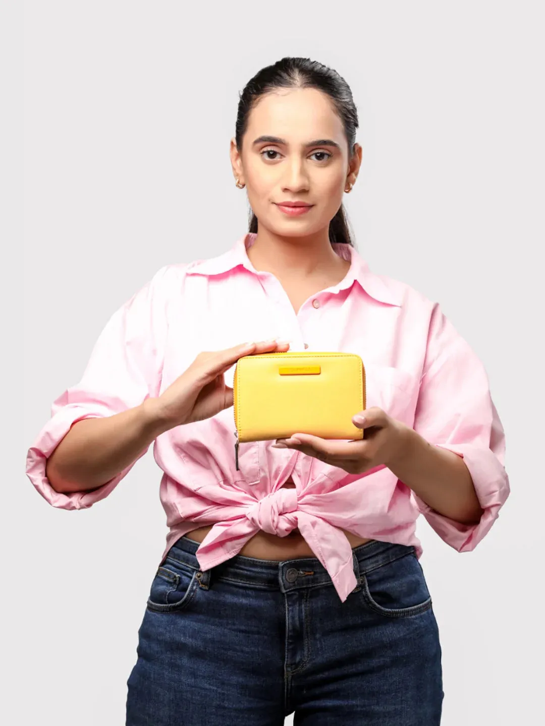 Caprese Sophia Small Yellow Zip Around Wallet