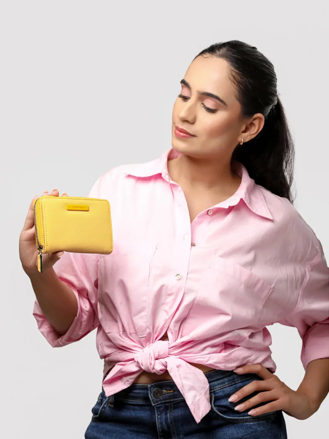 Caprese Sophia Small Yellow Zip Around Wallet