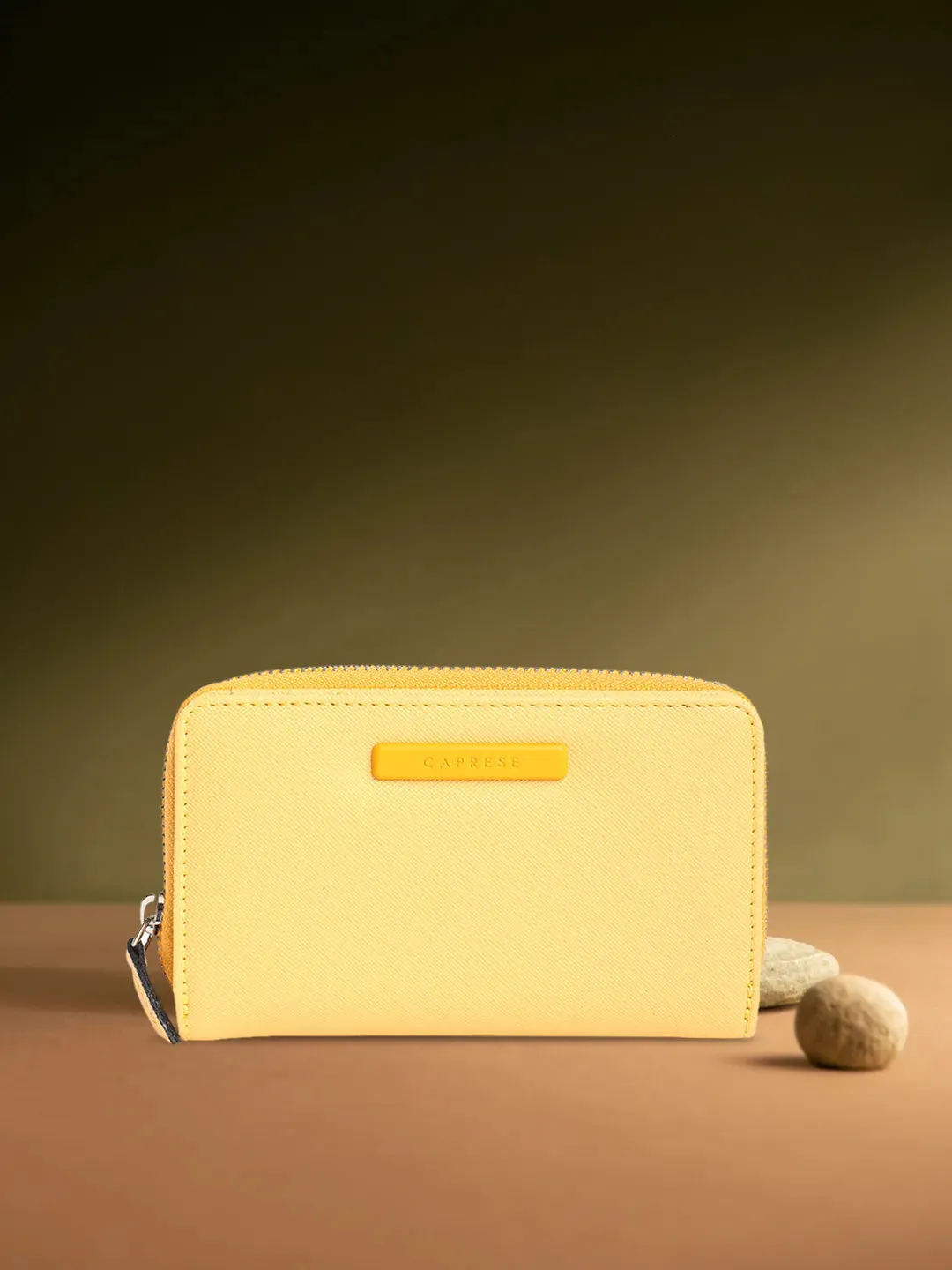 Caprese Sophia Small Yellow Zip Around Wallet