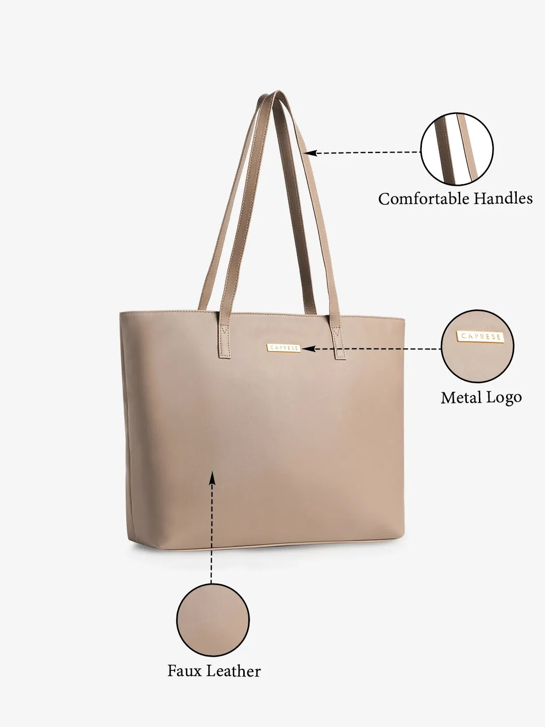 Caprese Teena Medium Choco Brown Tote Bag