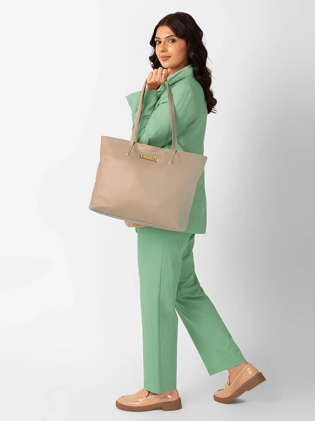 Caprese Teena Medium Choco Brown Tote Bag