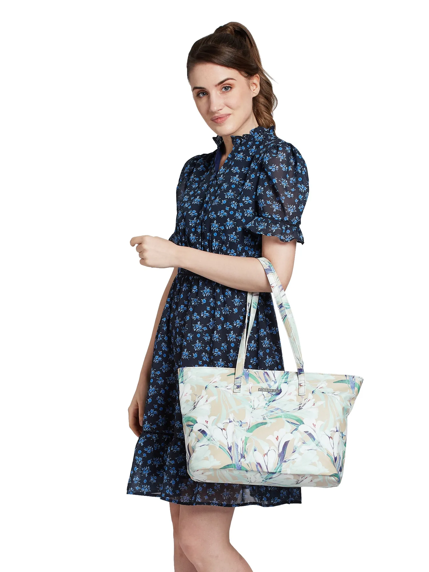 Caprese Tiffany Large Beige Tote Bag Bag