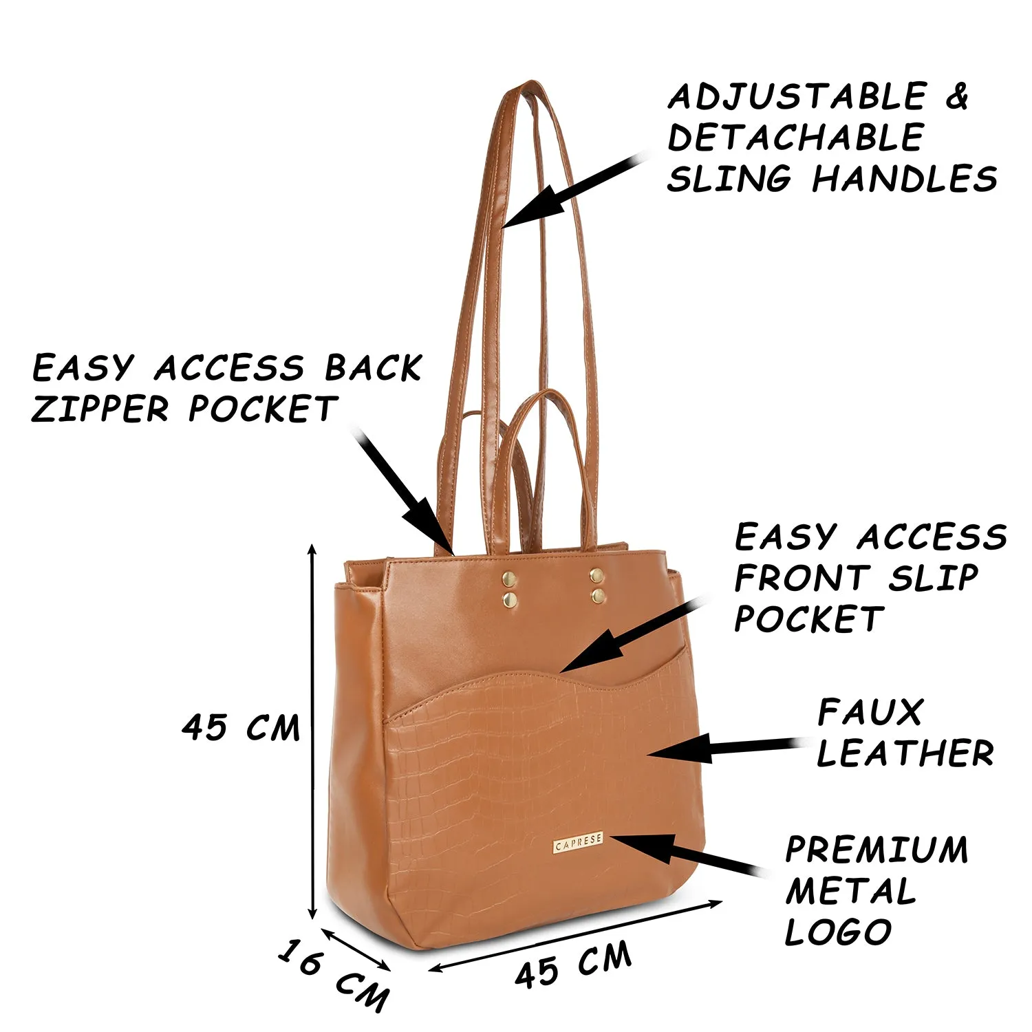 Caprese Tio Large Brown Tote Bag