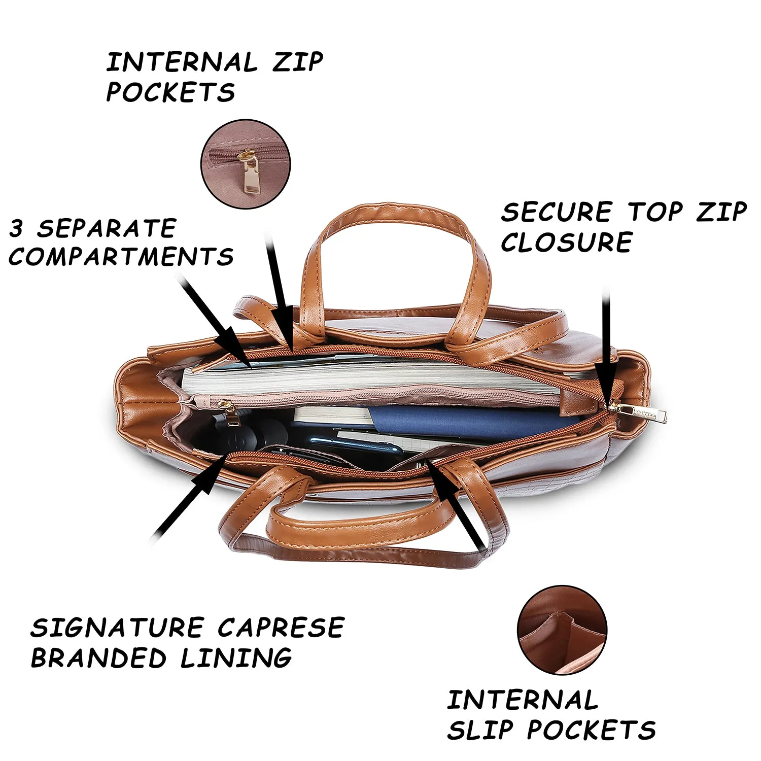 Caprese Tio Large Brown Tote Bag