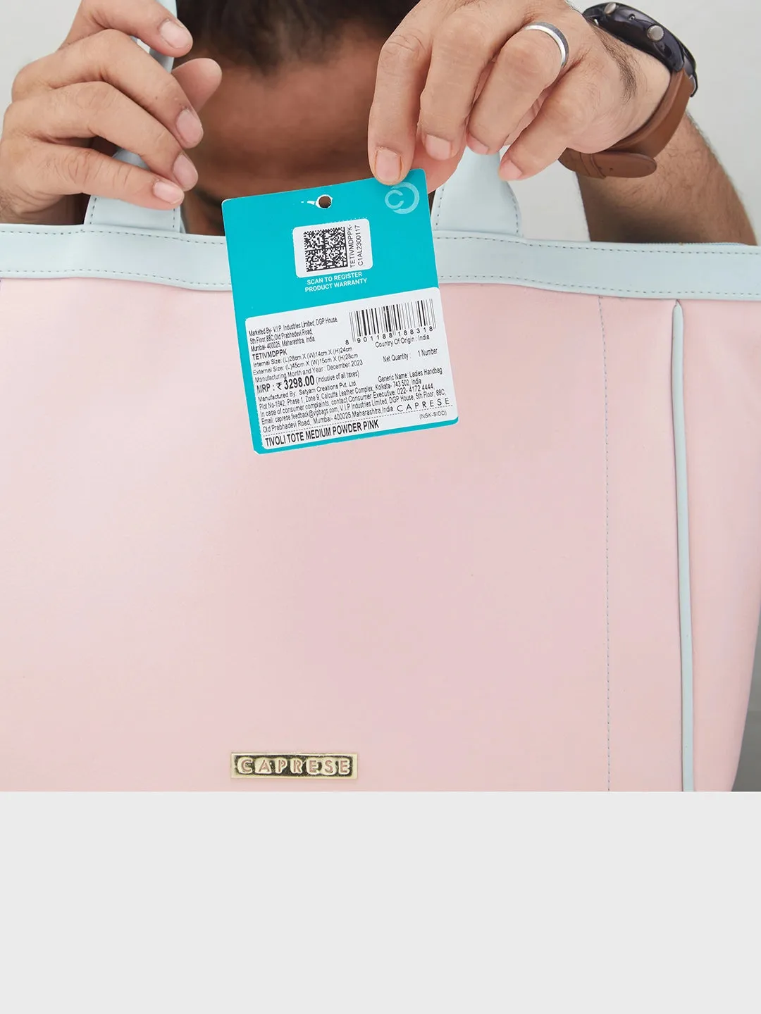 Caprese Tivoli Medium Powder Pink Tote Bag