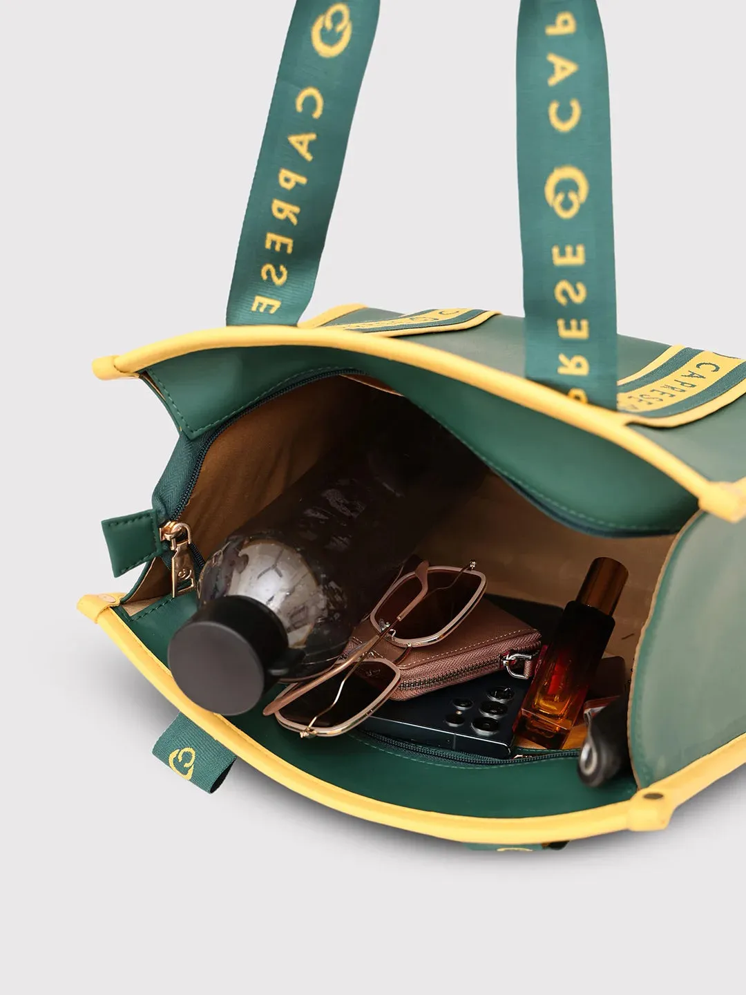 Caprese Trinity Medium Dark Green Tote Bag