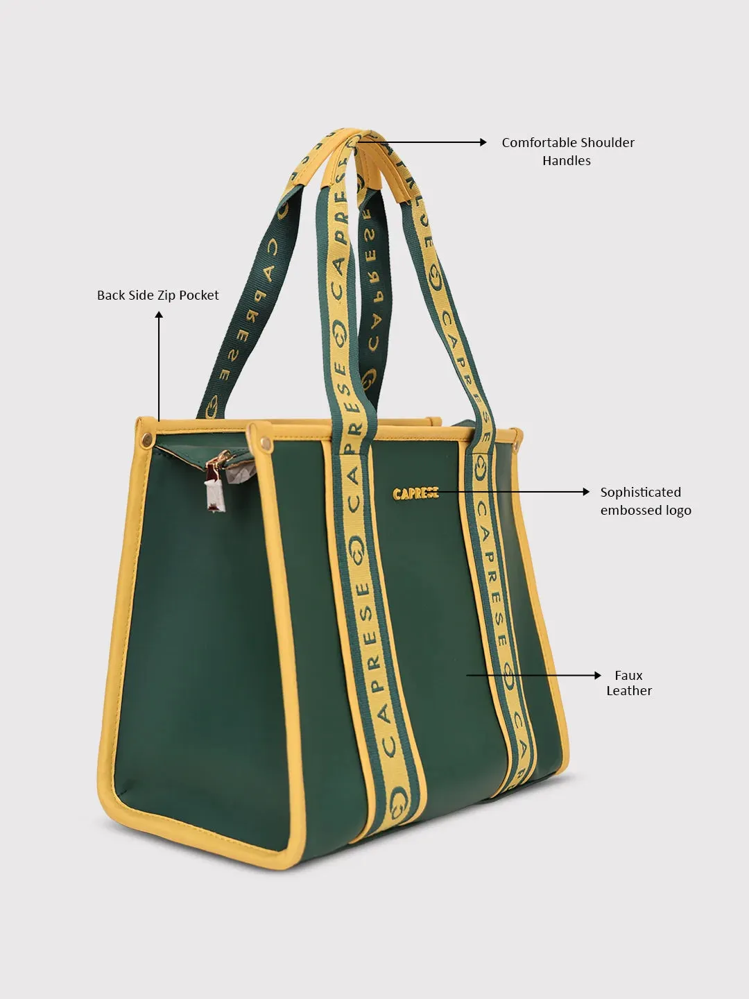 Caprese Trinity Medium Dark Green Tote Bag