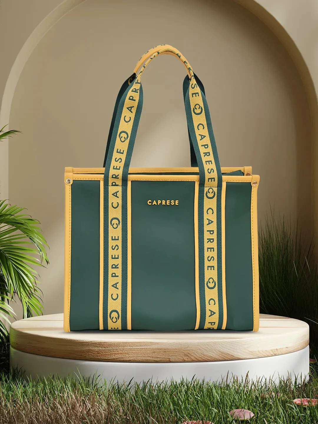 Caprese Trinity Medium Dark Green Tote Bag