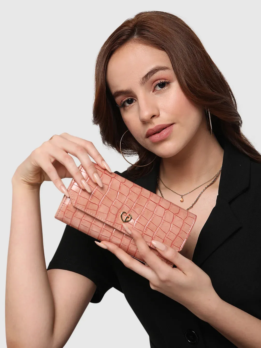 Caprese Wila Medium Dark Pink Flapover Wallet