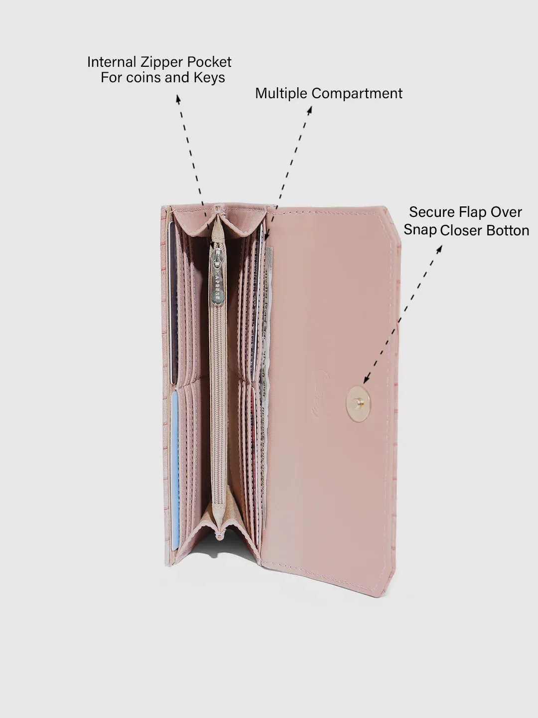 Caprese Wila Medium Dark Pink Flapover Wallet