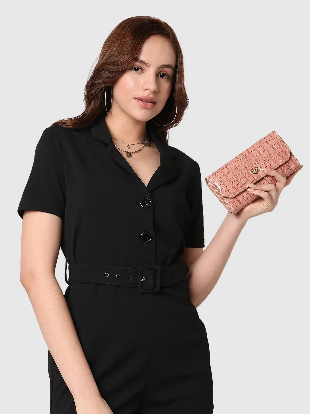Caprese Wila Medium Dark Pink Flapover Wallet