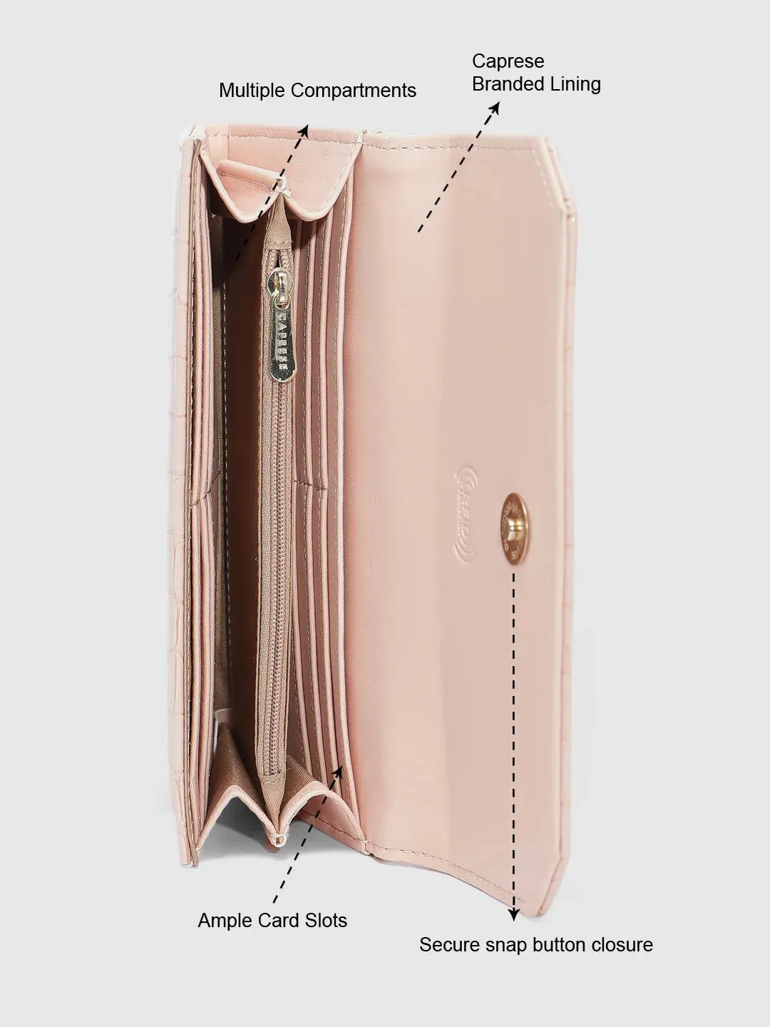 Caprese Wila Medium Peach Flapover Wallet