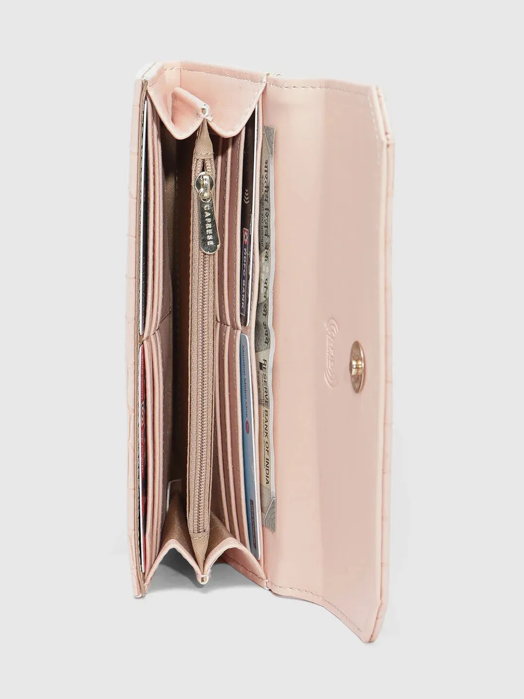 Caprese Wila Medium Peach Flapover Wallet