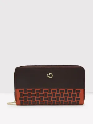 Caprese Zeta Quilted Large Chocolate Zip Around Wallet