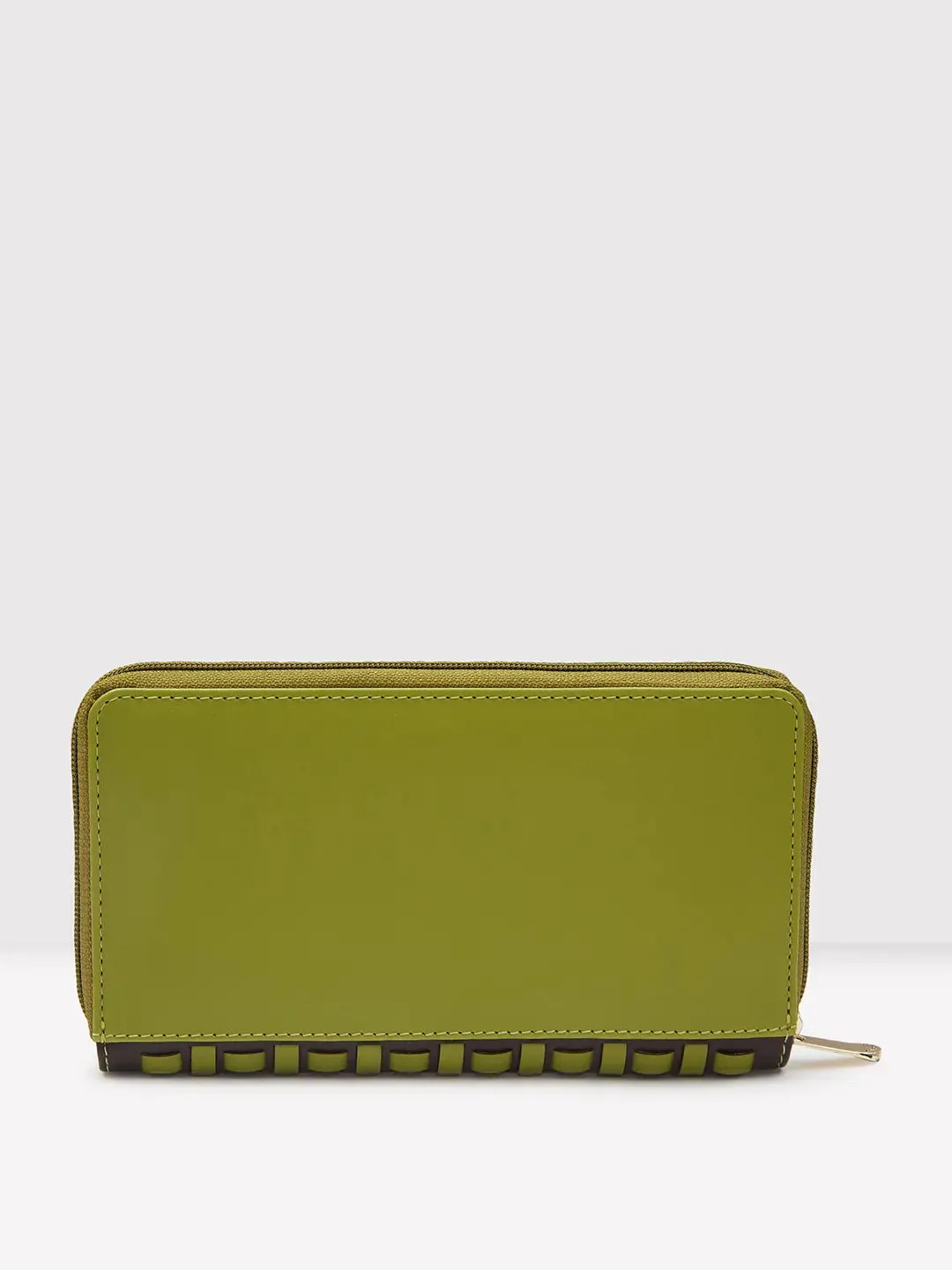 Caprese Zeta Quilted Large Olive Zip Around Wallet