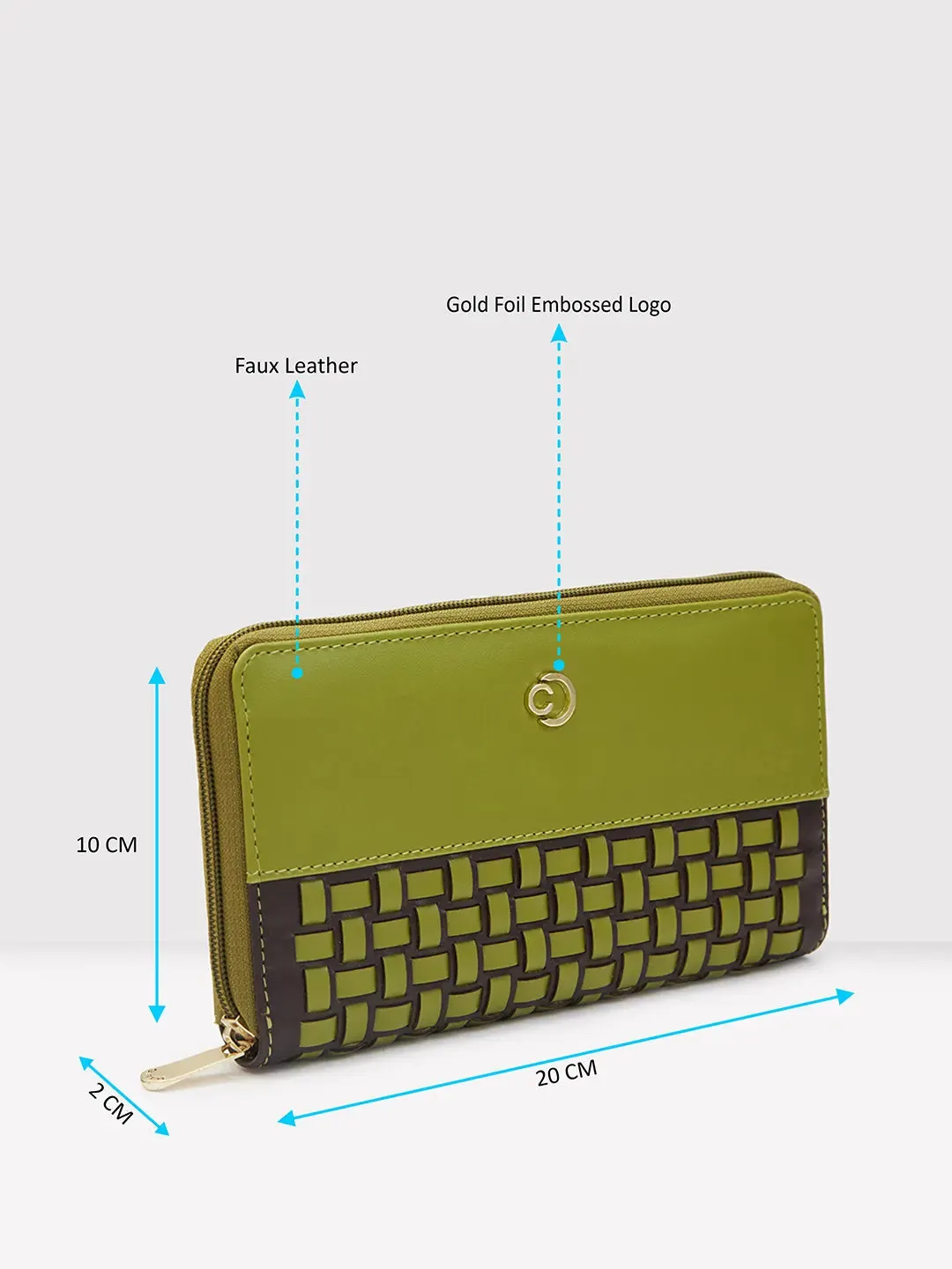 Caprese Zeta Quilted Large Olive Zip Around Wallet