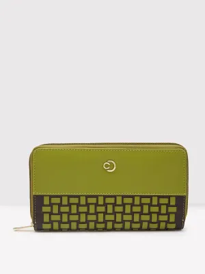 Caprese Zeta Quilted Large Olive Zip Around Wallet