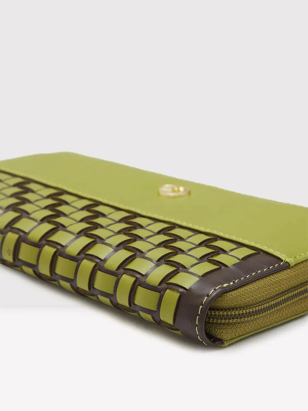 Caprese Zeta Quilted Large Olive Zip Around Wallet