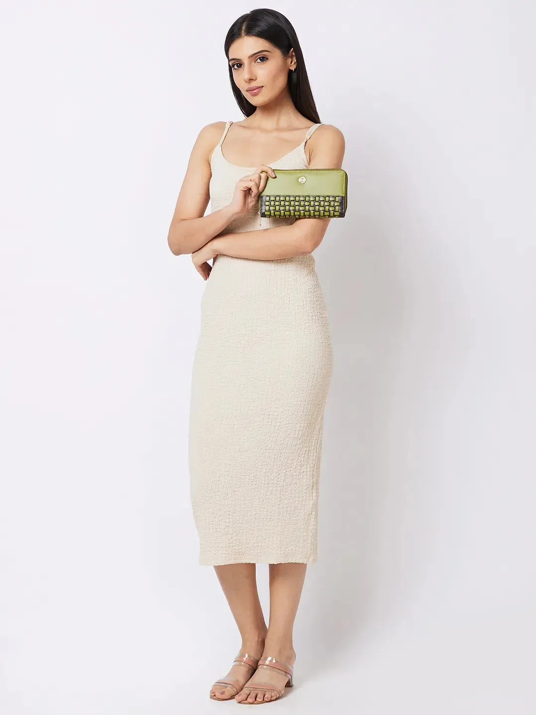 Caprese Zeta Quilted Large Olive Zip Around Wallet