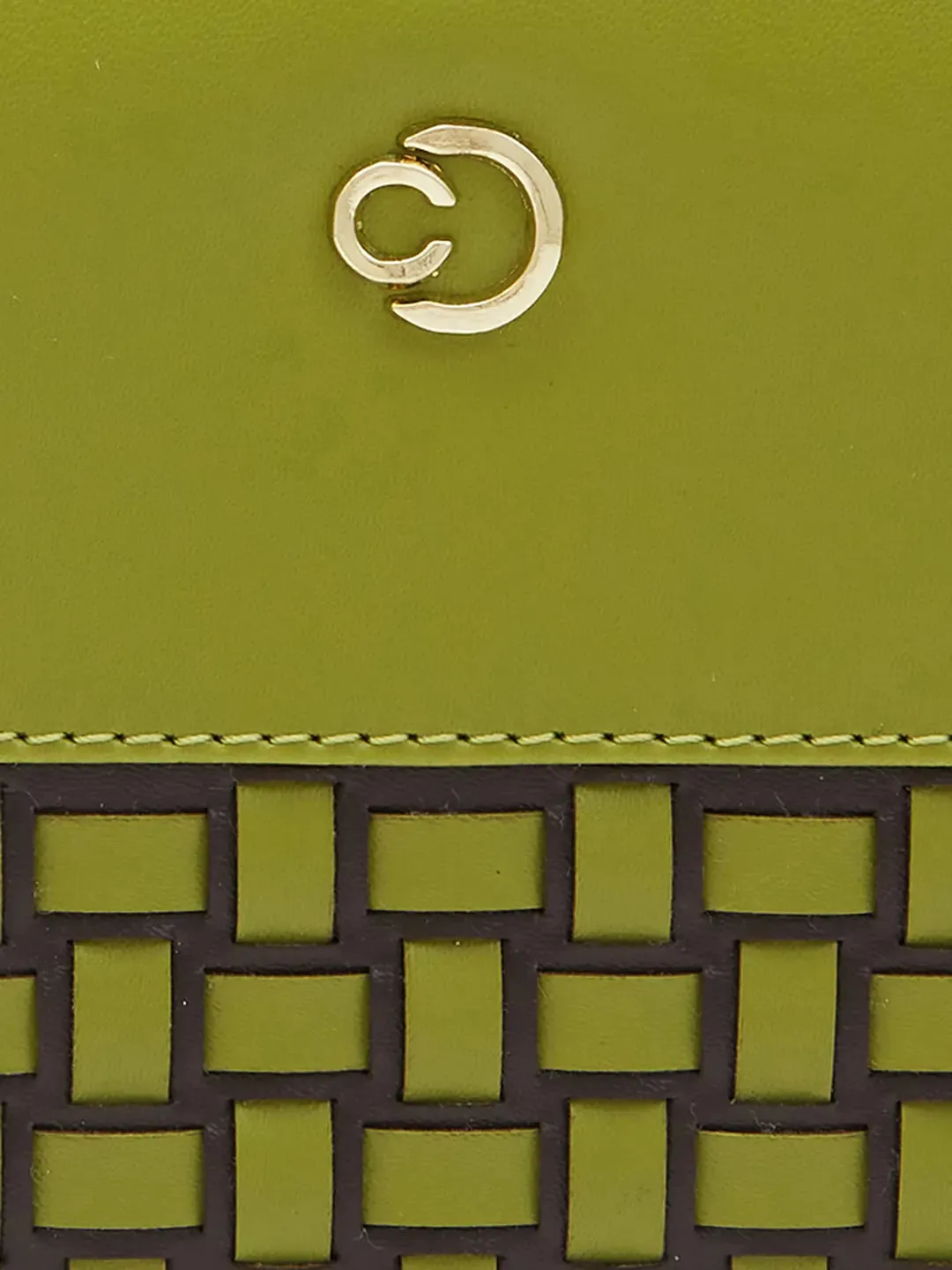 Caprese Zeta Quilted Large Olive Zip Around Wallet