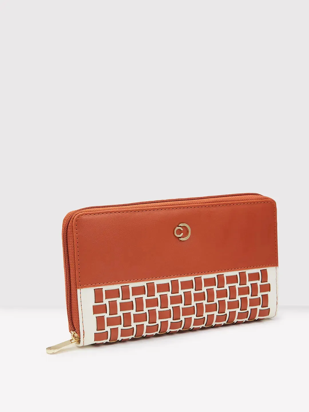 Caprese Zeta Quilted Large Tan Zip Around Wallet