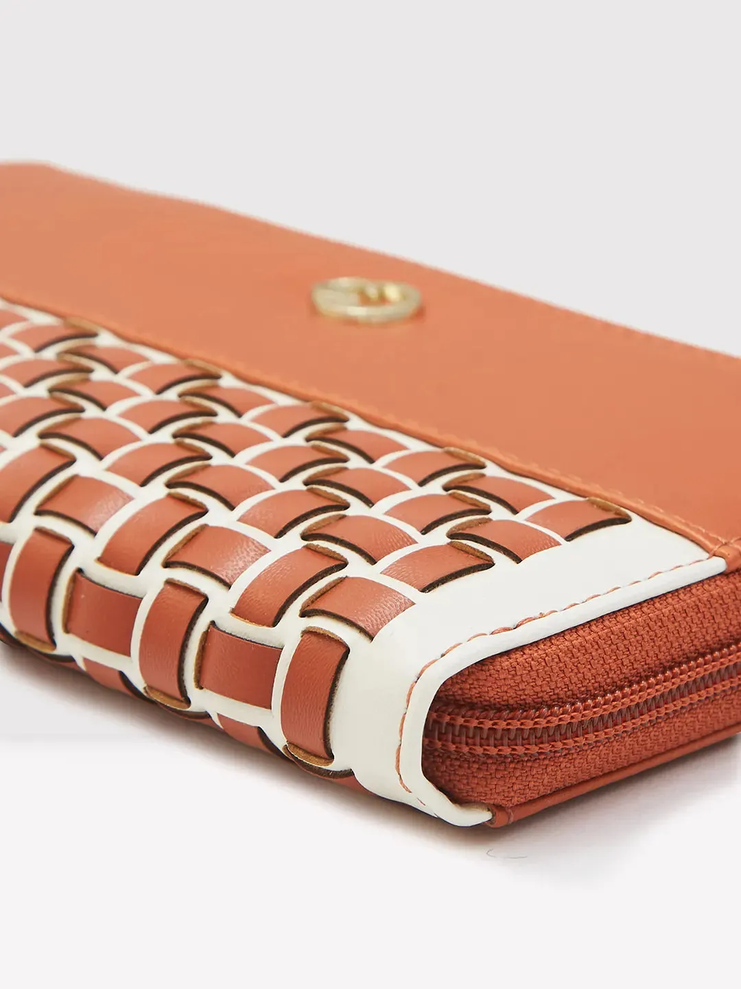 Caprese Zeta Quilted Large Tan Zip Around Wallet