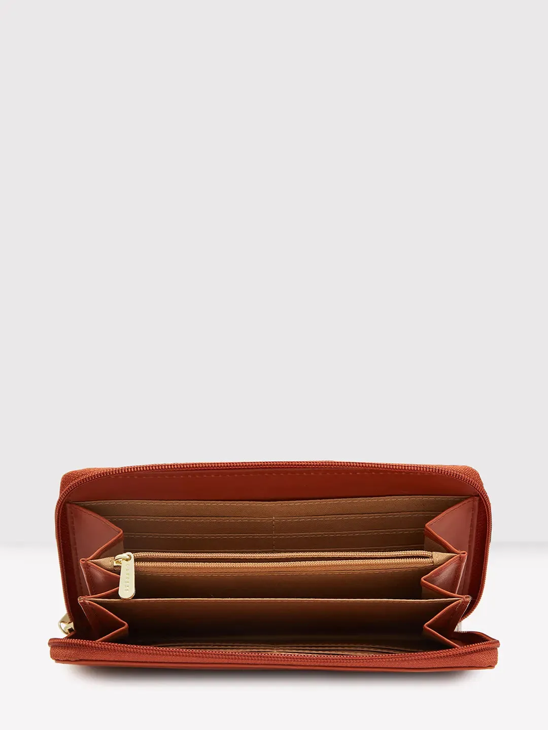 Caprese Zeta Quilted Large Tan Zip Around Wallet