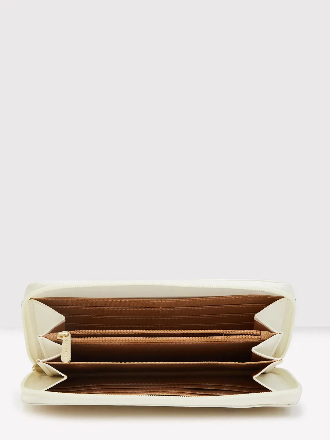 Caprese Zeta Quilted Large Vanilla Zip Around Wallet