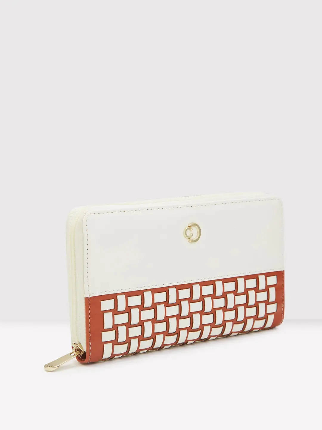 Caprese Zeta Quilted Large Vanilla Zip Around Wallet