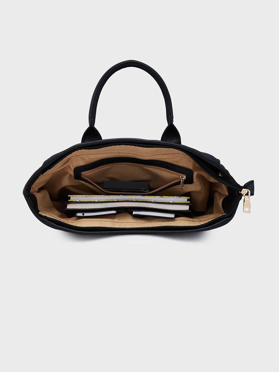 Caprese Ziva Large Black Tote Bag