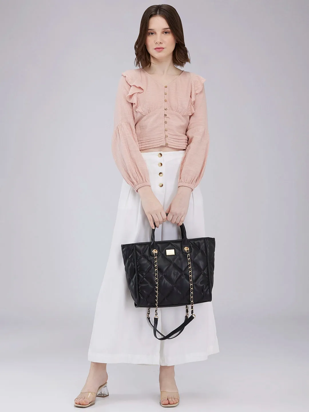 Caprese Ziva Large Black Tote Bag