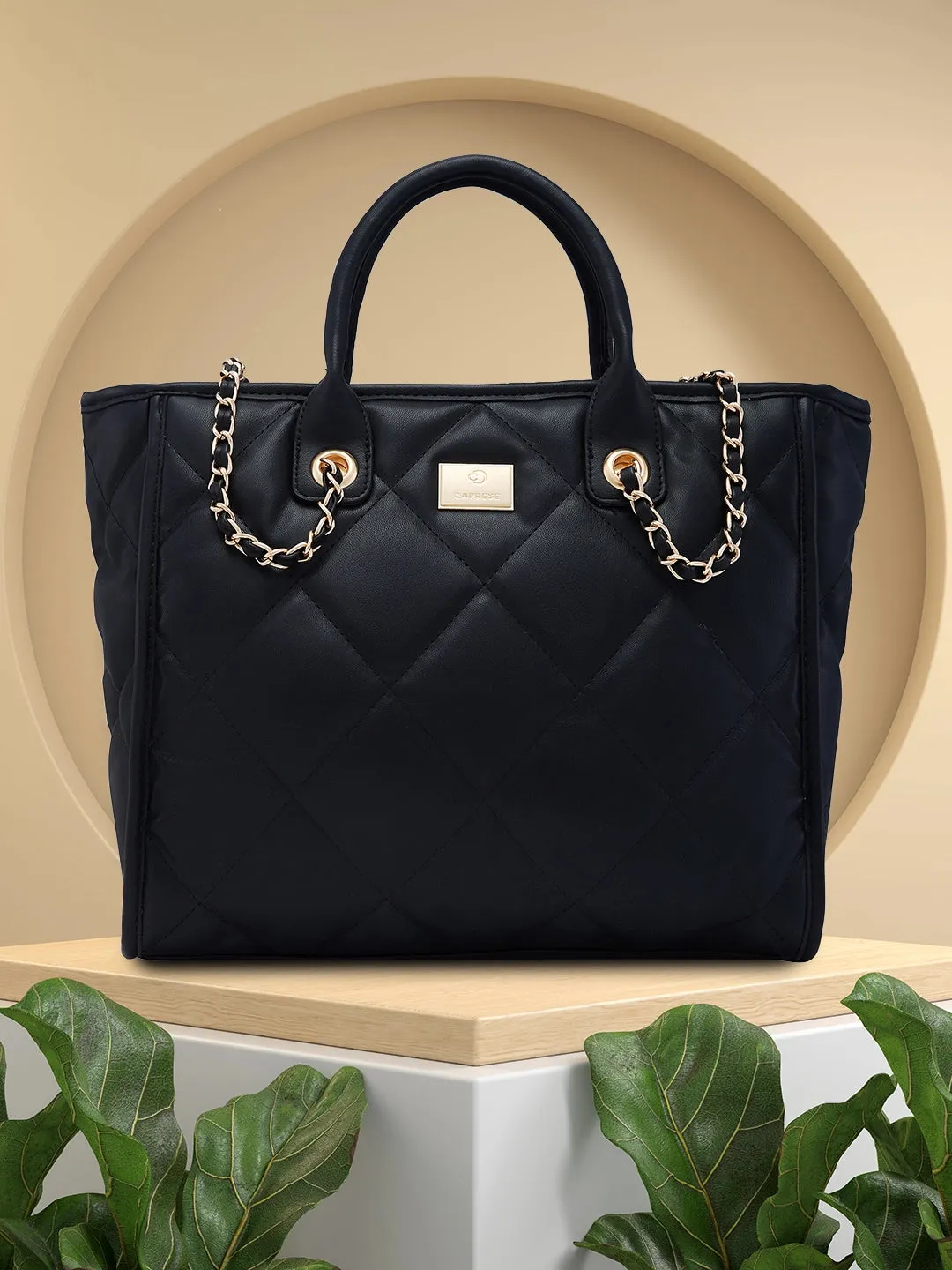 Caprese Ziva Large Black Tote Bag