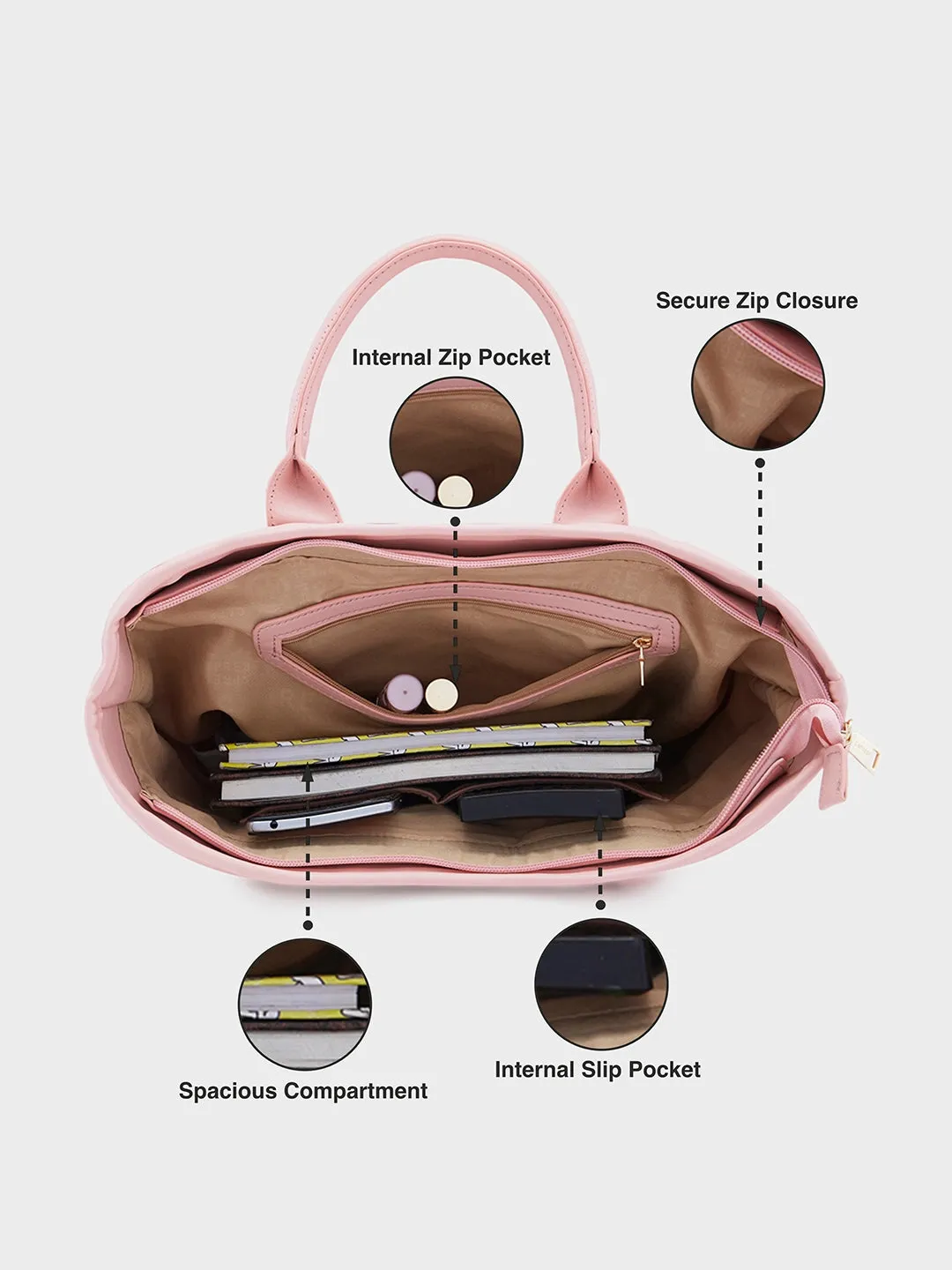Caprese Ziva Large Blush Tote Bag