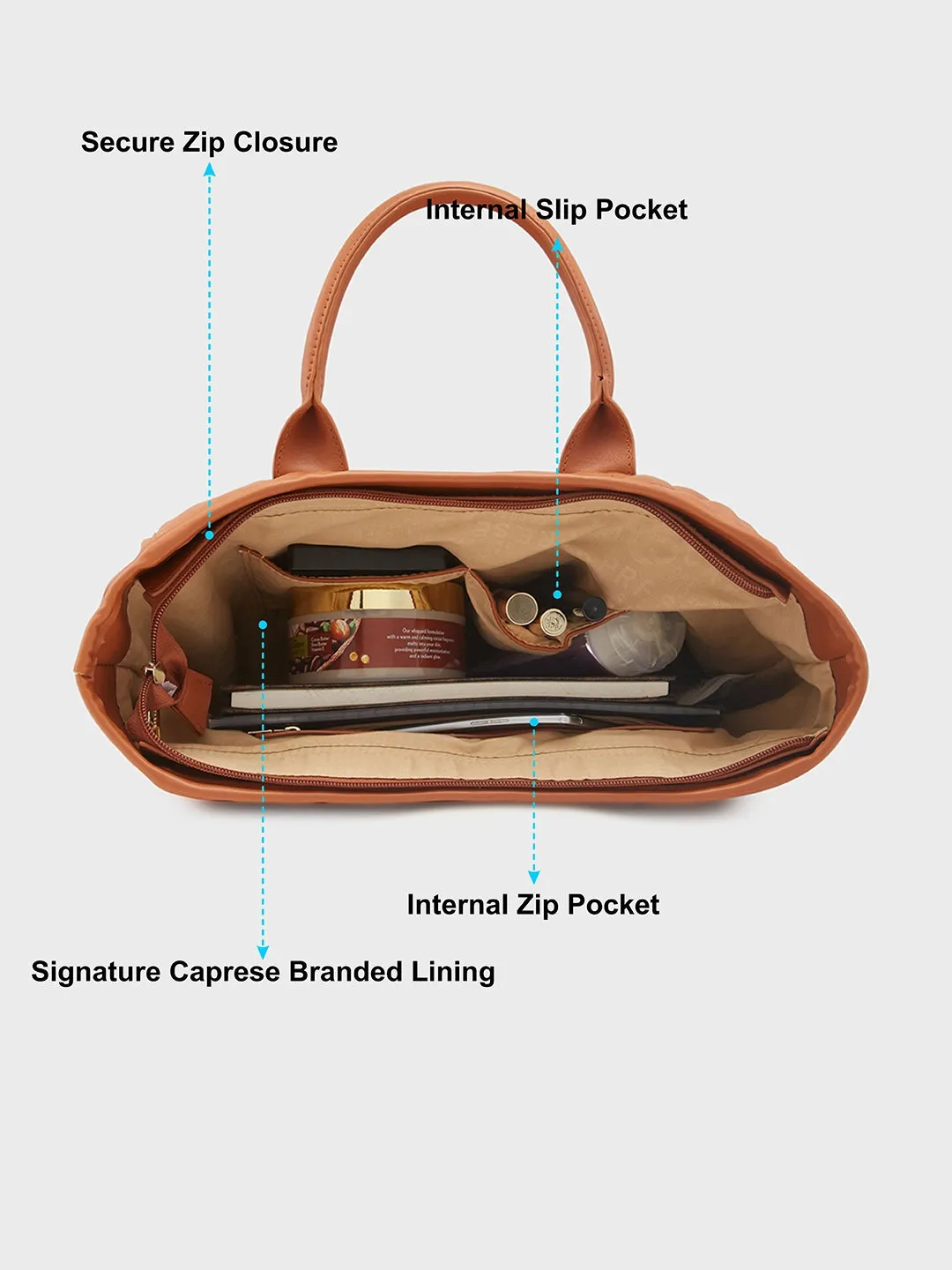 Caprese Ziva Large Tan Tote Bag