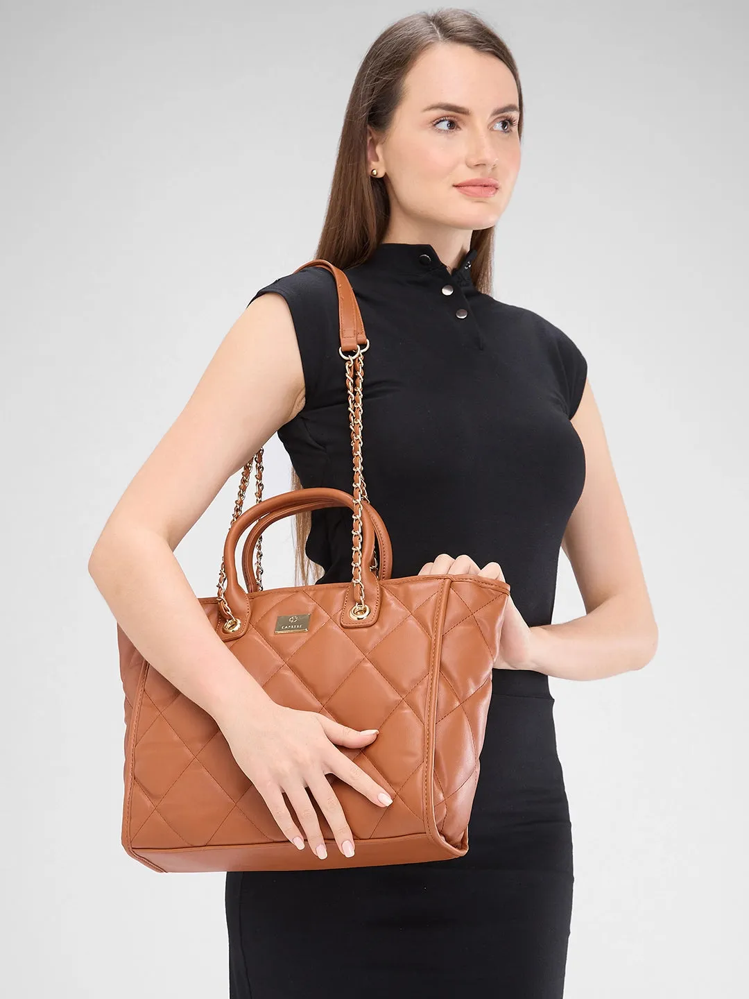 Caprese Ziva Large Tan Tote Bag