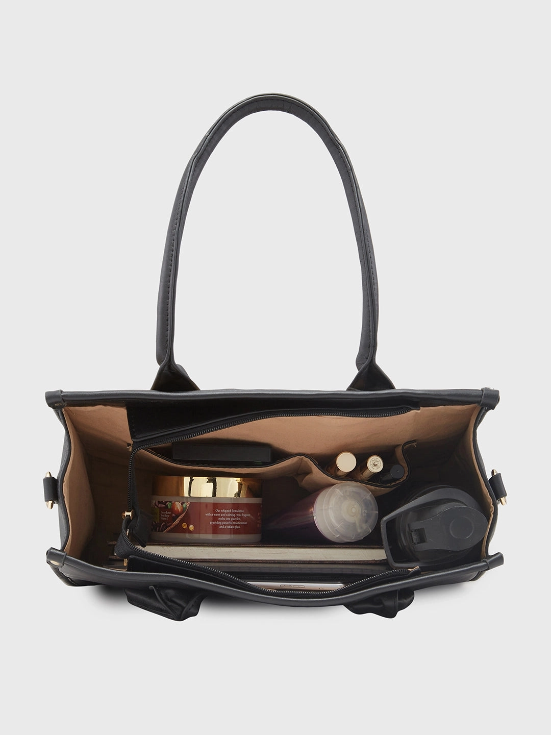 Caprese Checker Medium Black Satchel Bag